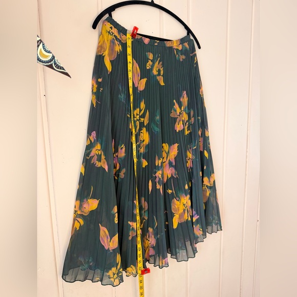 Garnet Hill A-Line Skirt - Teal and Yellow Floral Sz 4 - Picture 5 of 5